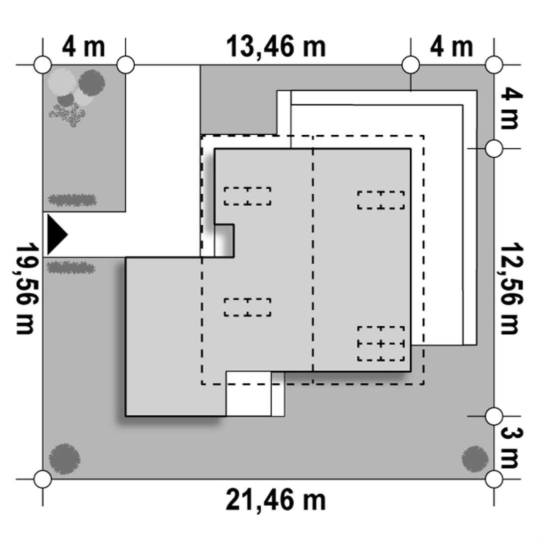 Plan amplasament Casă cu mansardă 125 mp utili, un dormitor, o baie