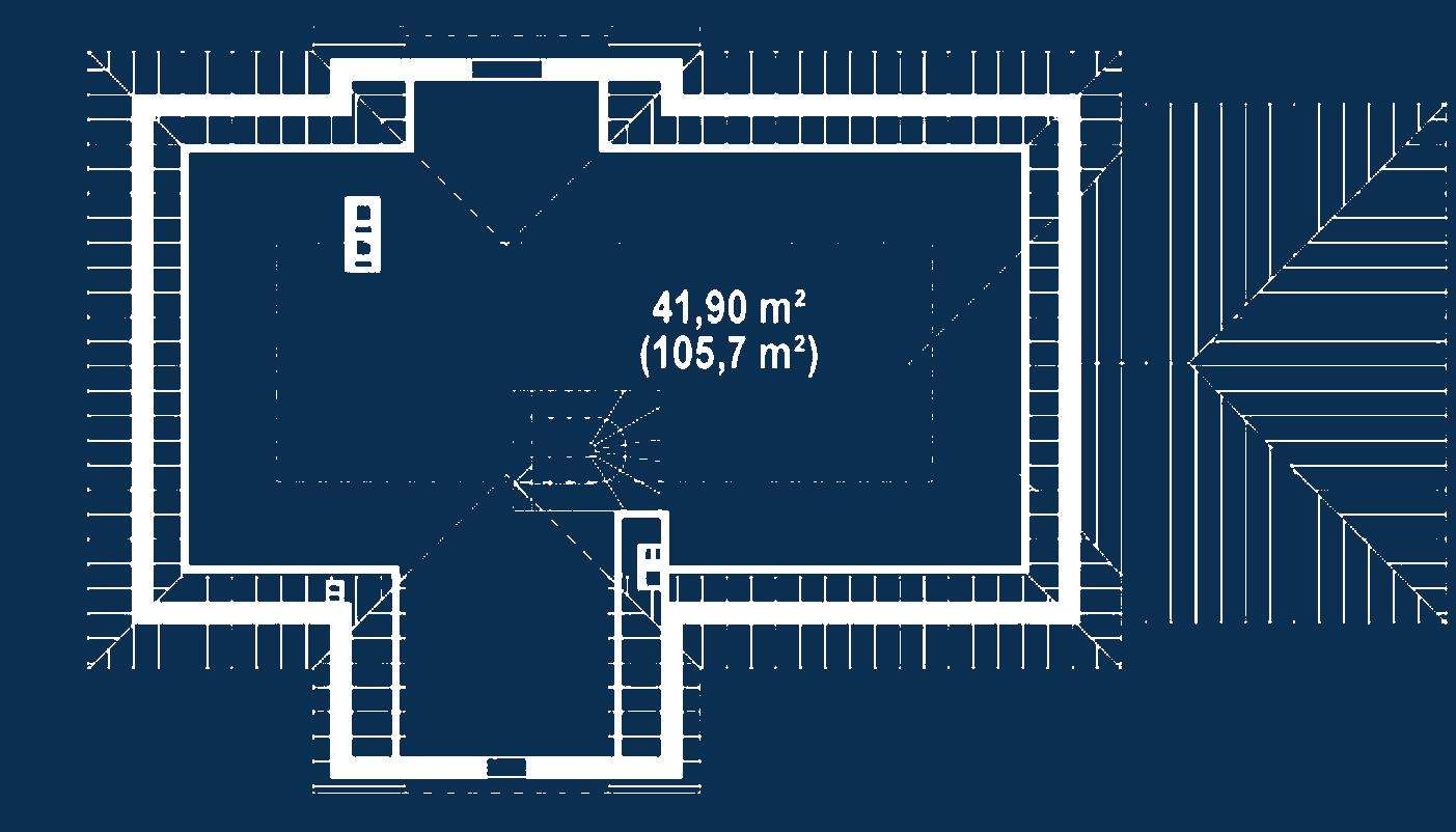Plan mansardă Casă cu mansardă 168 mp utili, 3 dormitoare, o baie