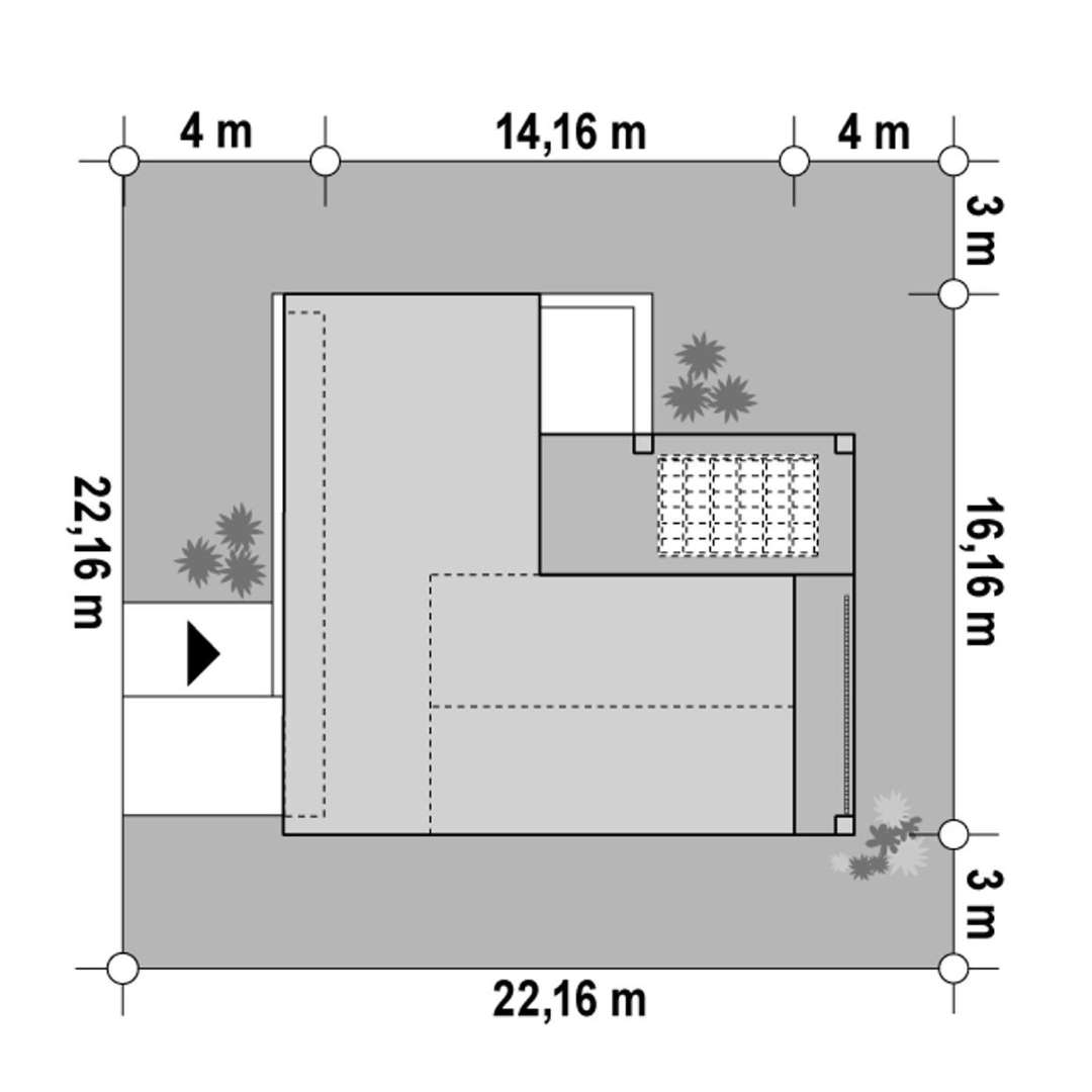 Plan amplasament Casă cu mansardă 155 mp utili, un dormitor, 4 băi