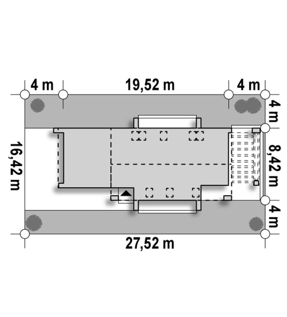 Plan amplasament Casă cu mansardă 145 mp utili, un dormitor, 3 băi