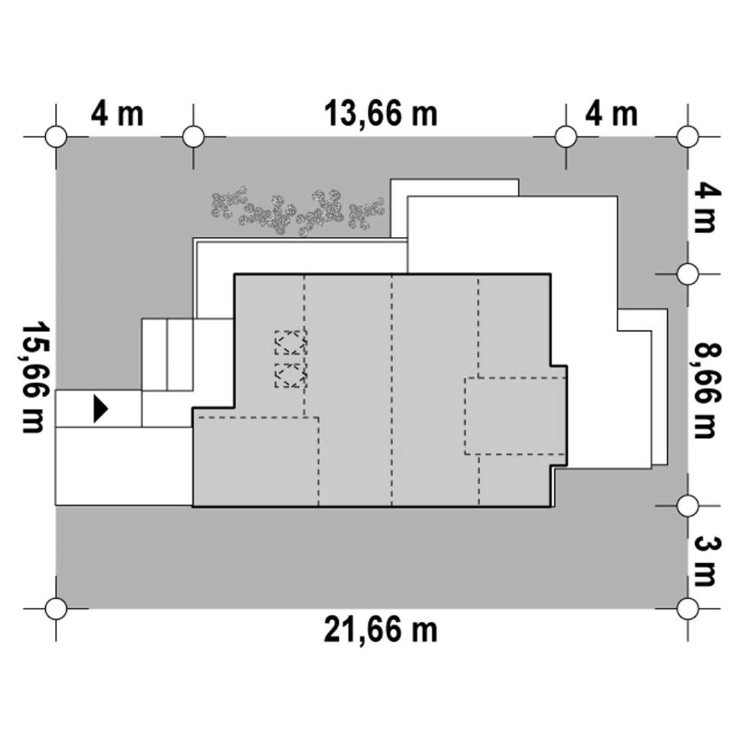 Plan amplasament Casă cu mansardă 129 mp utili, un dormitor, 3 băi