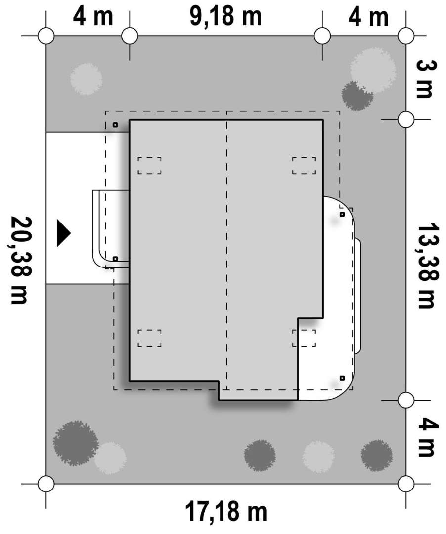 Plan amplasament Casă cu mansardă 136 mp utili, un dormitor, o baie