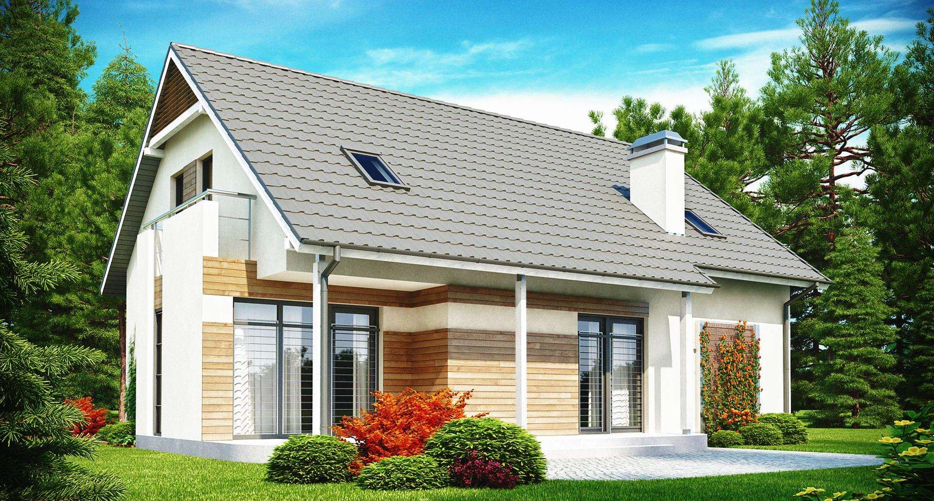 Fatada Casă cu mansardă 136 mp utili, un dormitor, o baie