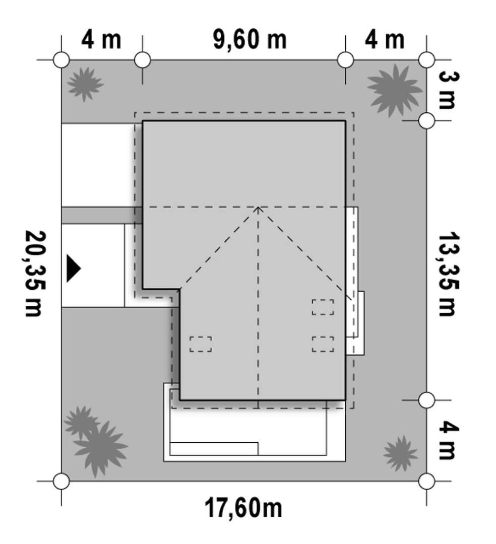 Plan amplasament Casă cu mansardă 144 mp utili, un dormitor, 2 băi