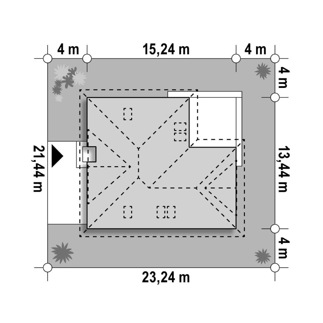 Plan amplasament Casă cu mansardă 172 mp utili, un dormitor, 2 băi