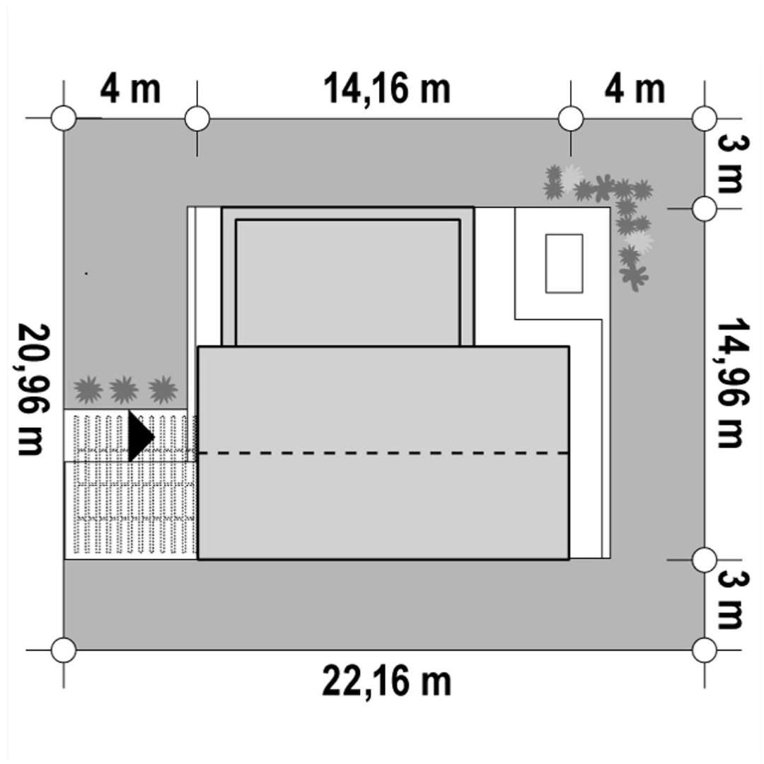 Plan amplasament Casă cu mansardă 157 mp utili, 3 dormitoare, 2 băi