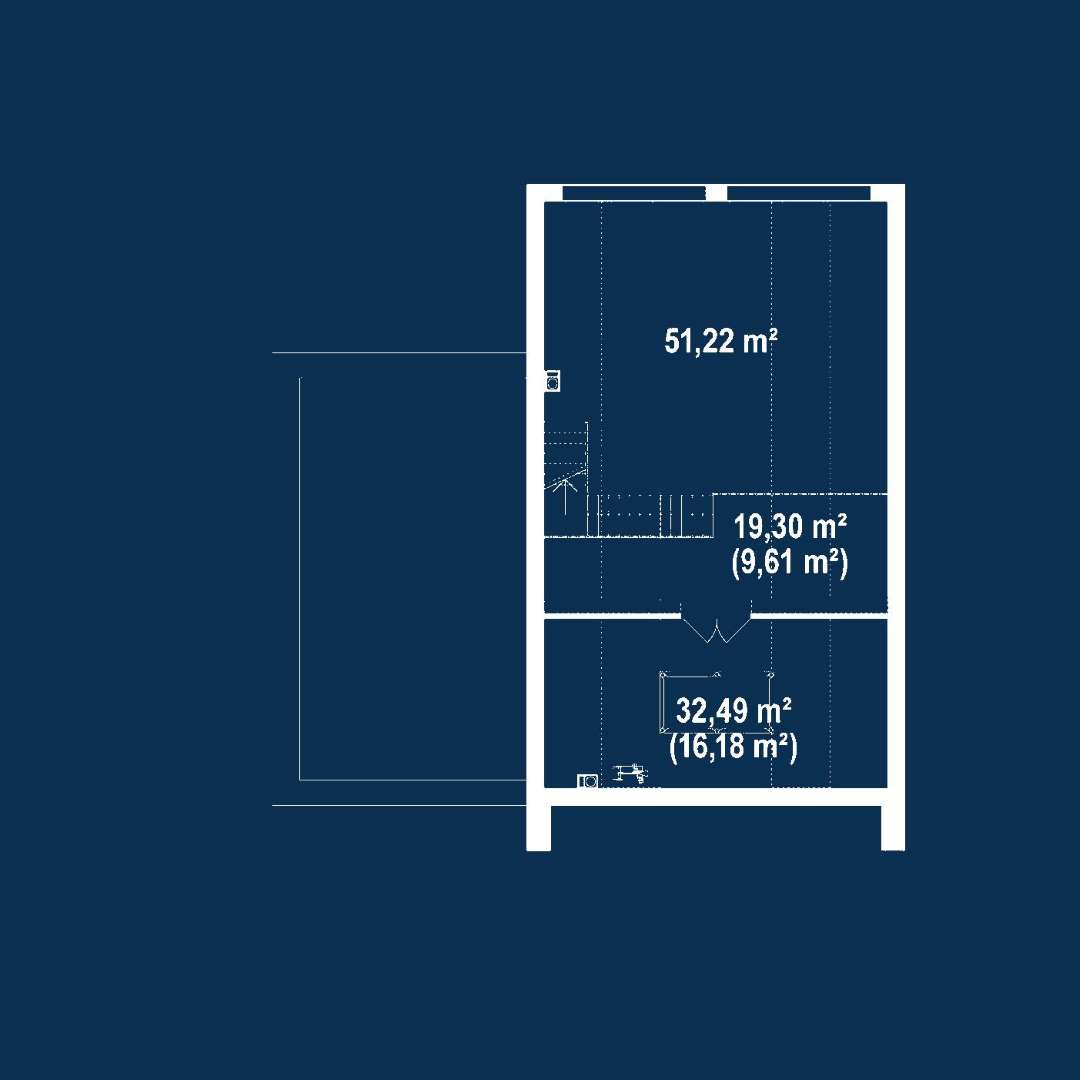 Plan mansardă Casă cu mansardă 157 mp utili, 3 dormitoare, 2 băi