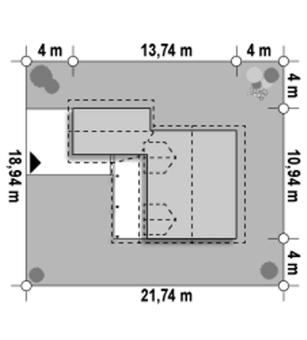 Plan amplasament Casă cu mansardă 95 mp utili, un dormitor, 2 băi