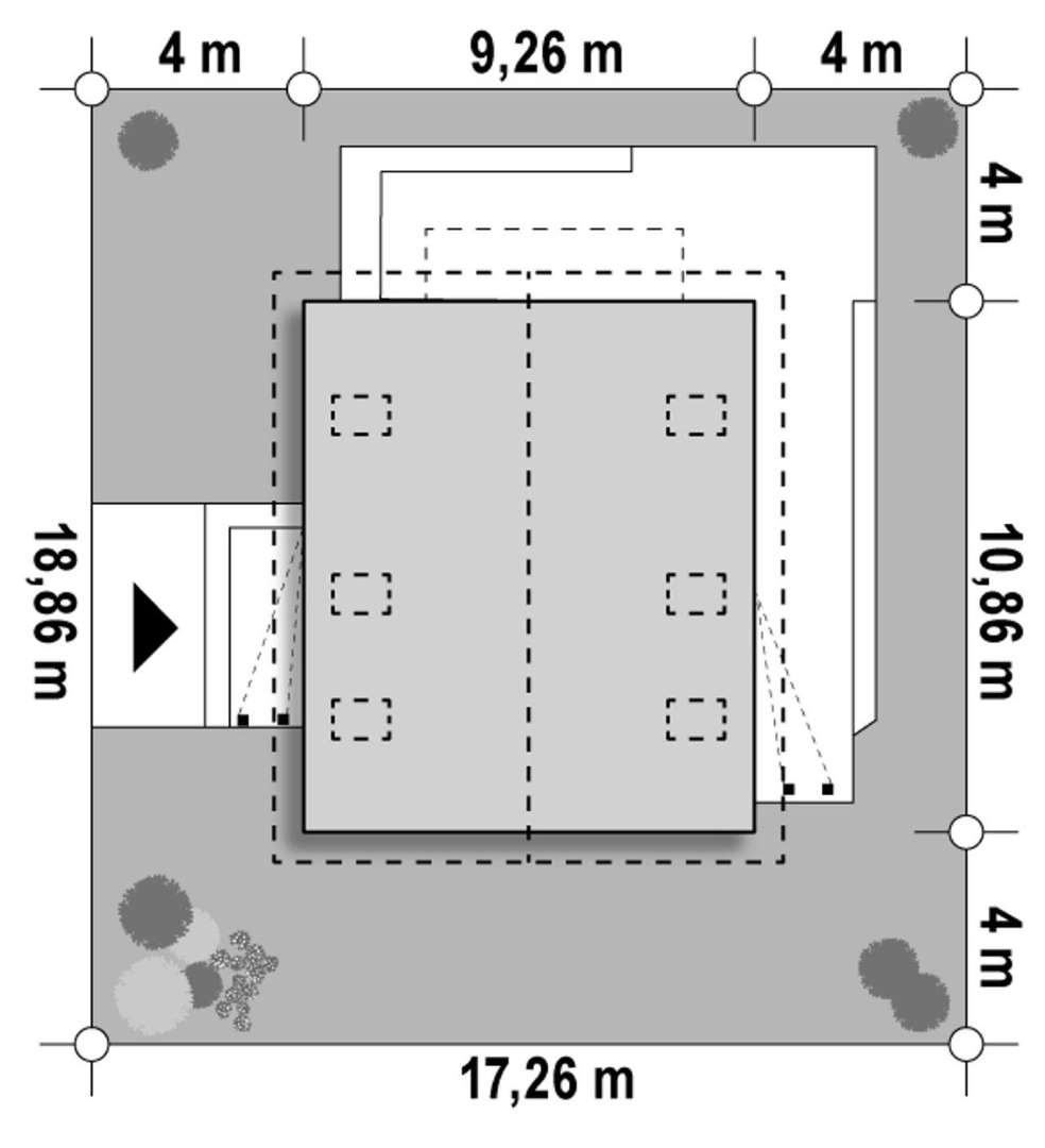 Plan amplasament Casă cu mansardă 125 mp utili, un dormitor, 2 băi