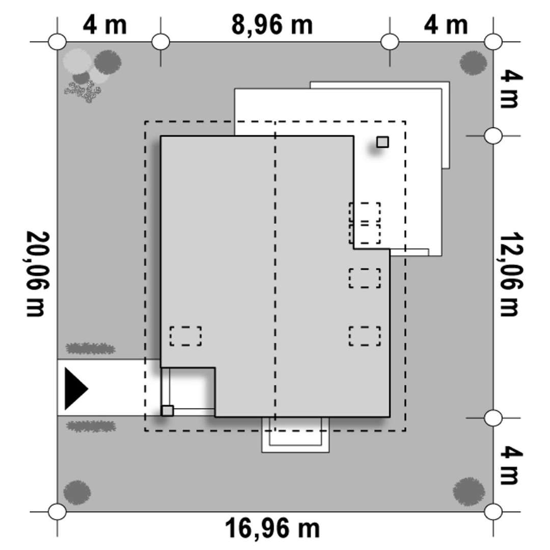Plan amplasament Casă cu mansardă 119 mp utili, un dormitor, 3 băi