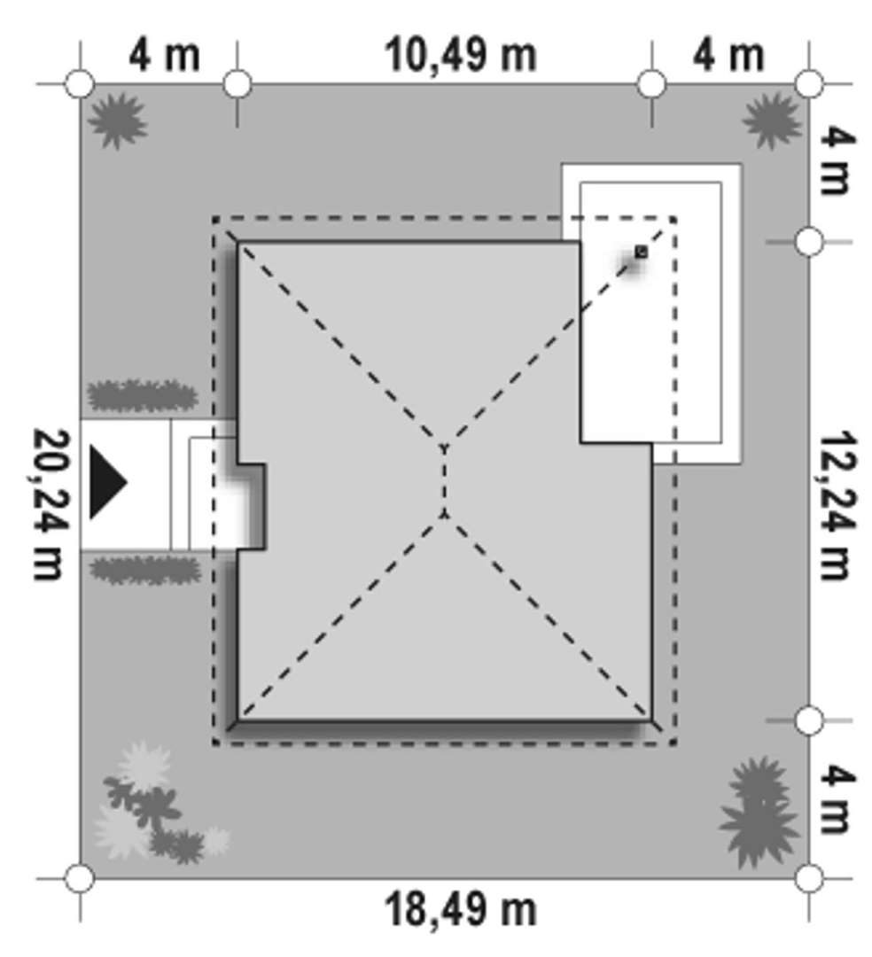 Plan amplasament Casă cu mansardă 132 mp utili, 2 dormitoare, 3 băi