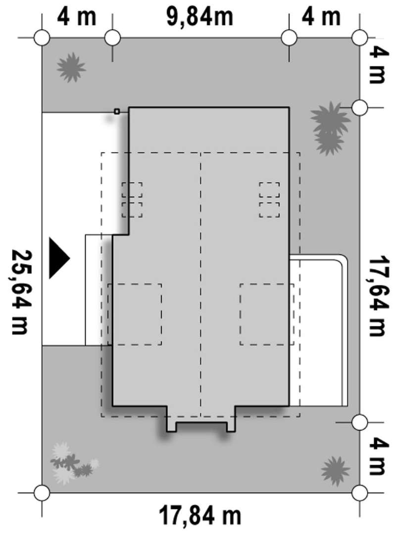 Plan amplasament Casă cu mansardă 157 mp utili, un dormitor, 2 băi